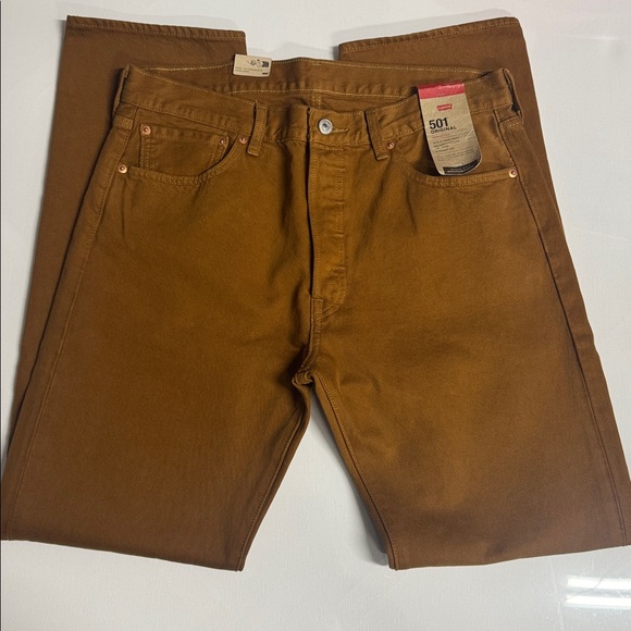 Levis 501 Jeans Mens 33 32 Brown Button Fly - Picture 3 of 6